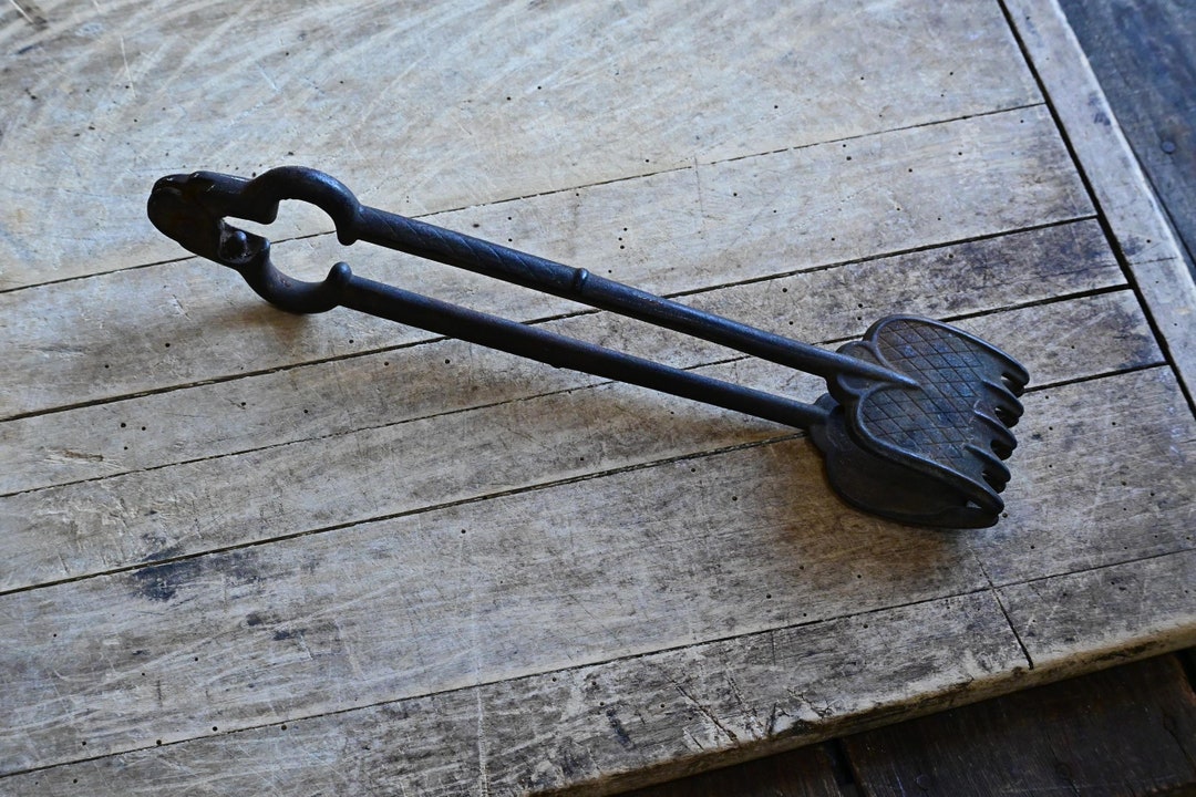 Primitive Antique Cast Iron Coal Tongs, Rust Iron Stove Fireplace Tools and Utensils Etsy