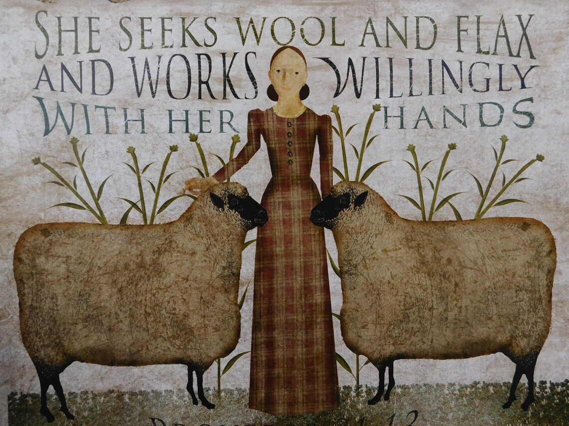 Large Primitive Folk Art Wooden Wall Hanging Sign 