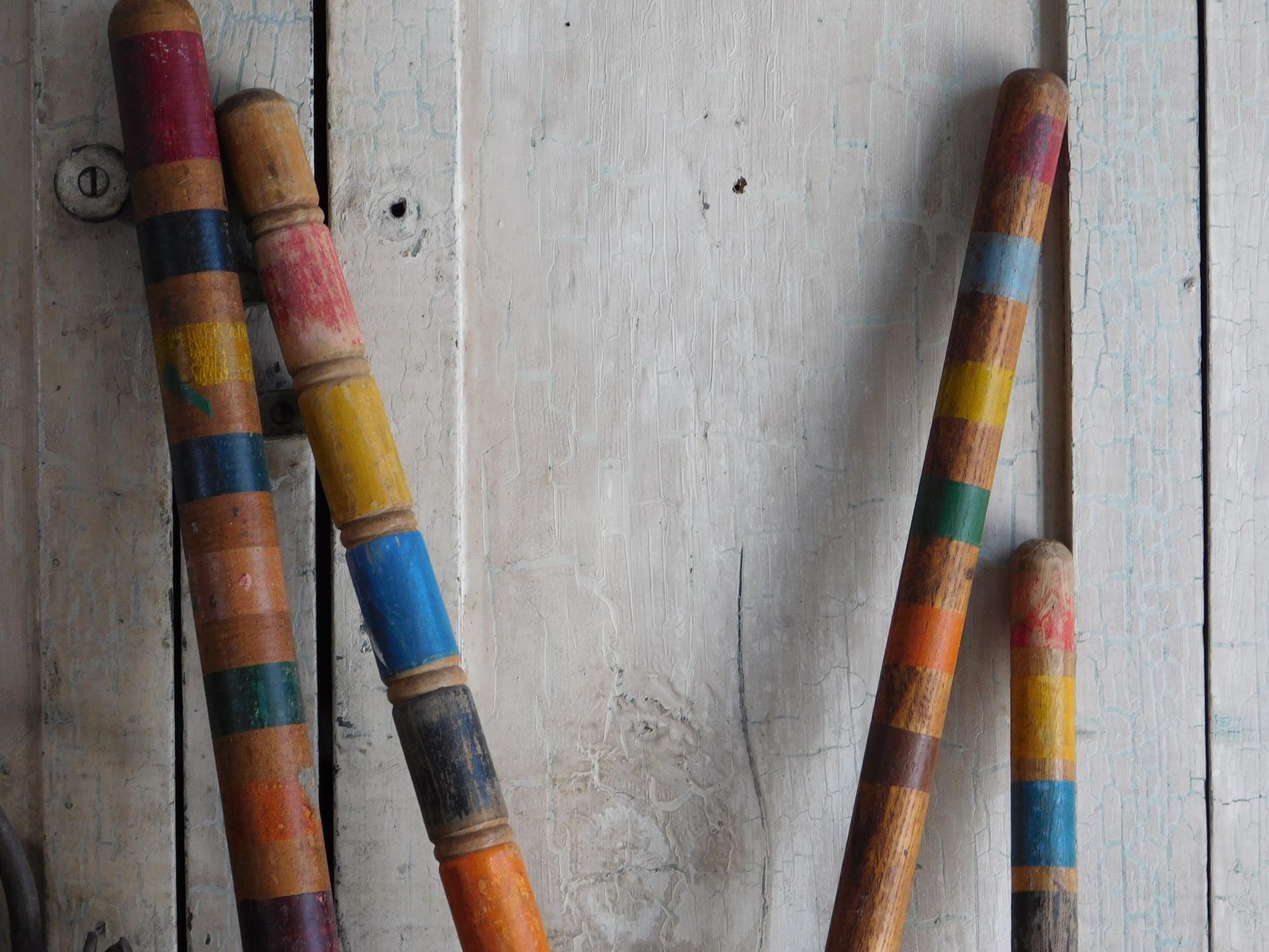 Vintage Wooden Croquet Stake Collection 4 Mismatched Game Etsy