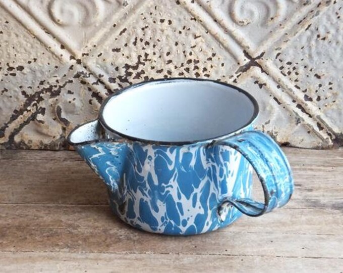 Vintage Enamelware Tea Steeper Teapot With Spout, Blue Swirl Etsy