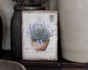 Rustic French Lavender Wooden Picture Print Sign