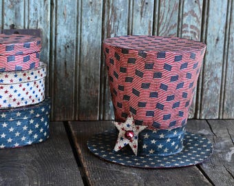 Handmade Primitive American Uncle Sam Hat, Fourth of July Decoration, Stars and Stripes