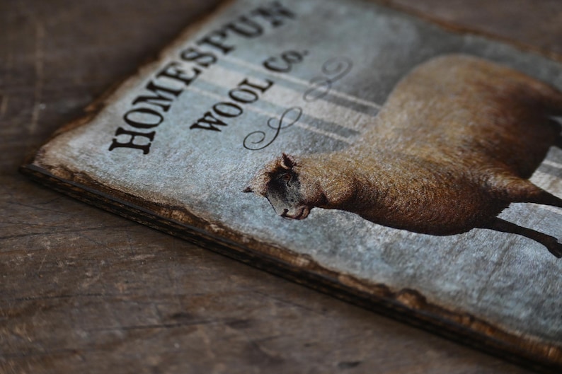 Rustic Country Sheep Wooden Sign Art, Homespun Wool Co. Wood Wall ...