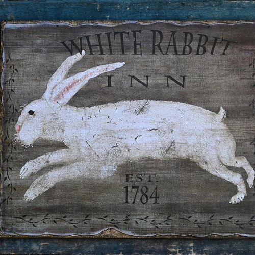 Handmade Primitive Folk Art Easter Spring White Rabbit Inn - Etsy