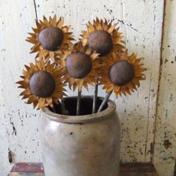 Primitive Rustic Sunflowers Pokes Country Fall Decor