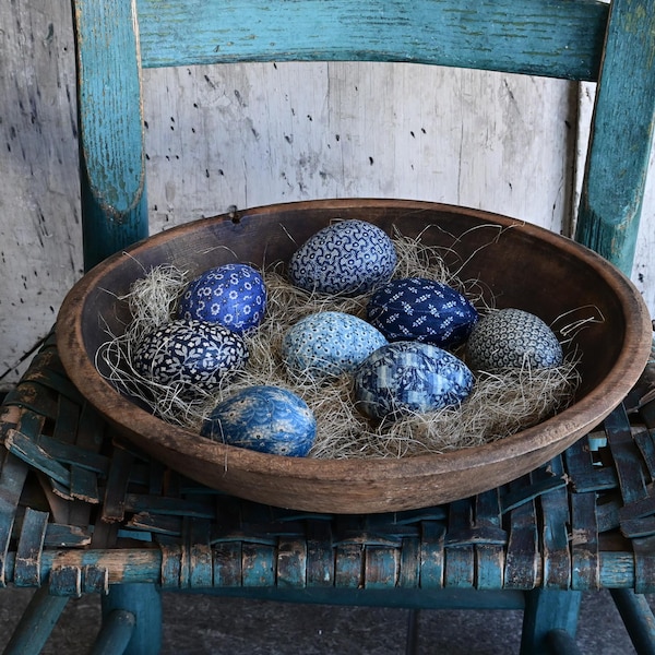 Blue Easter Eggs Bowl Fillers, Colonial, Country Farmhouse Decor, Easter Decoration