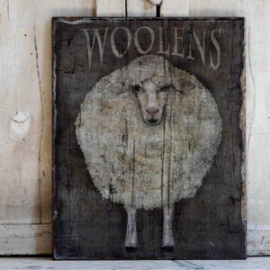 Primitive Woolen Sheep Wooden Sign - Etsy