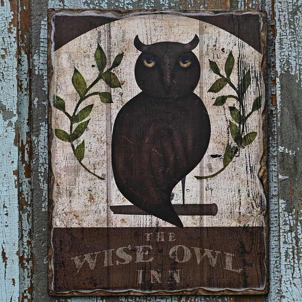 Wooden Owl Sign Etsy