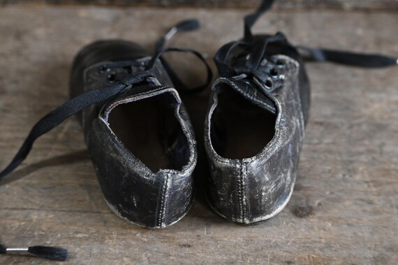 Vintage Childrens Black Oxford Baby Shoes - image 4