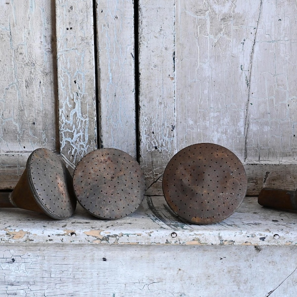 Antique Tin Watering Can Sprinkler Spouts, French Rosette Slide on Sprinkler Can Replacements