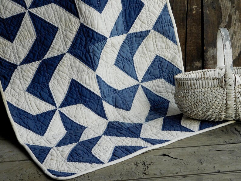 Antique Blue and White Baby Crib Quilt Etsy