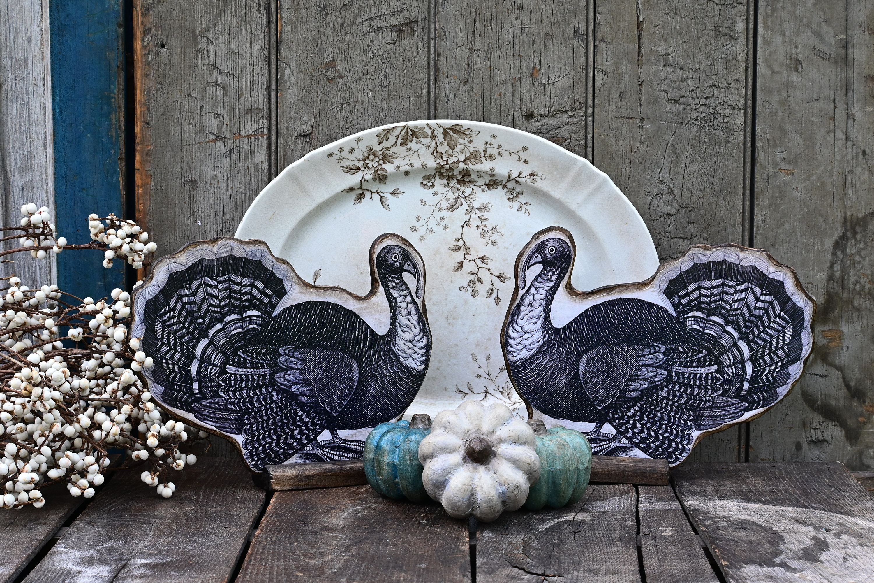 Rustic Wooden Thanksgiving Turkey Decoration Cutout, Fall Harvest Decor