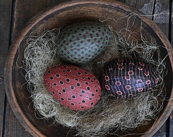 Rustic Large Easter Egg Bowl Fillers, Set of 3, Primitive Country Spring Decor