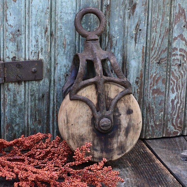 Rustic Pulley - Etsy - Rustic Pulley System Decor