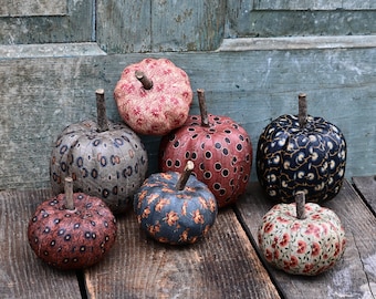 Set of Primitive Fabric Covered Pumpkin Bowl Fillers