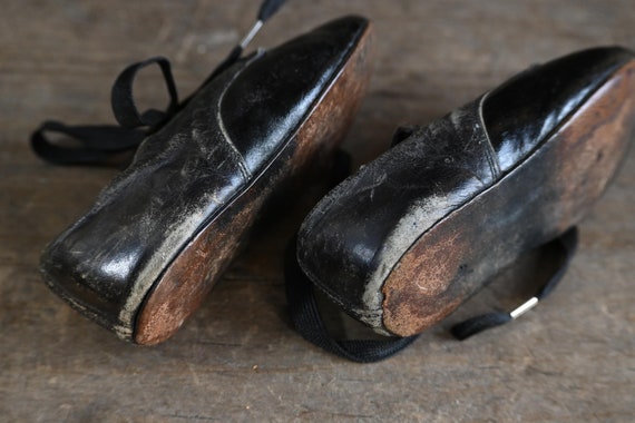 Vintage Childrens Black Oxford Baby Shoes - image 6