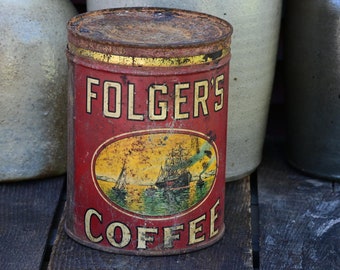 Rustic Antique Folders Coffee Tin Can