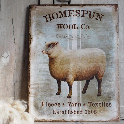 Primitive Woolen Sheep Wooden Sign - Etsy