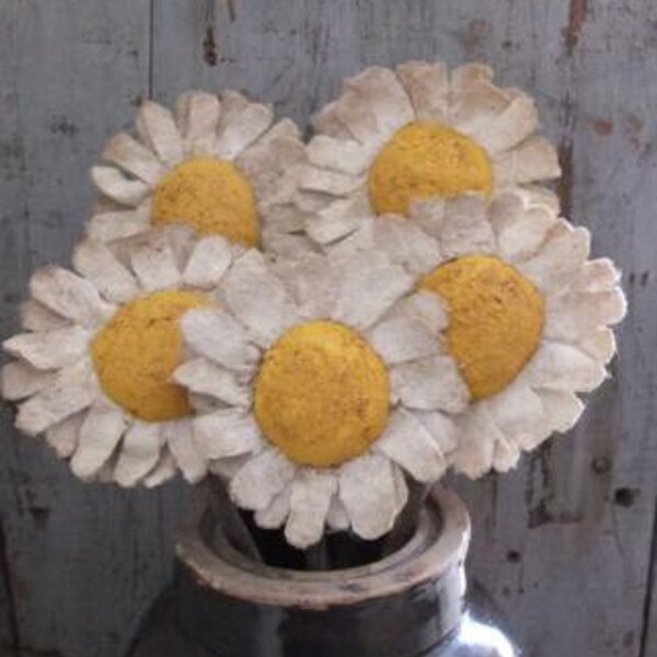 Primitive Daisies Flower Poke Folk Art Daisy  RESERVED