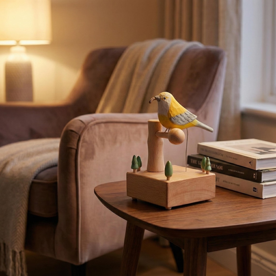 Wooden Bird Automaton – Hand Crank Kinetic Desk Decor - Etsy