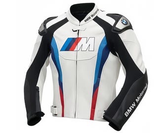 BMW Reitsport Herren White Racing Biker Lederjacke Custom Made Jacke