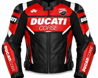 Ducati Corse Motorbike Racing Leather Jacket XS to 5XL - New CE Armored Protection