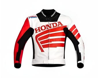 Honda HRC Motorbike Racing Leather Jacket Motorcycle Racer Custom Made Jacket