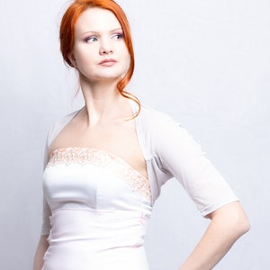 Pale Gray Wedding Bolero: Stretch Lycra Bridal Shrug