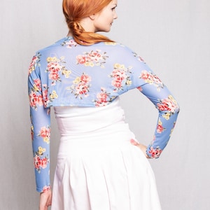 Sky Blue Floral Wedding Bolero: Bohemian Lace Shrug