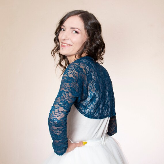 Blue lace shrug clearance