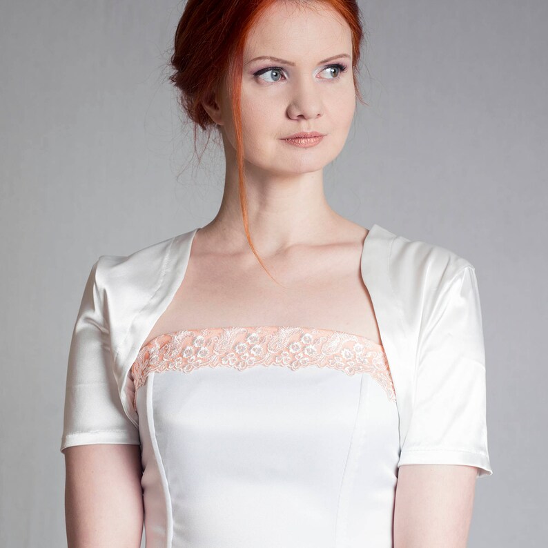 white bridal jacket bridesmaids bolero White wedding bolero silky Satin wedding shrug