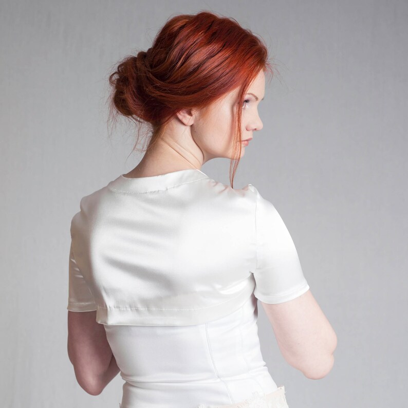 white bridal jacket bridesmaids bolero White wedding bolero silky Satin wedding shrug