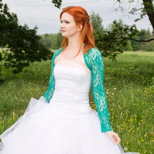 Green Lace Bridal Bolero: Turquoise Wedding Coverup