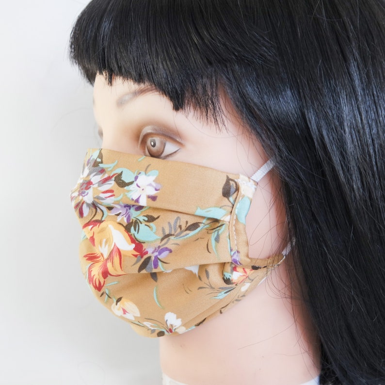 Beige Face mask with filter pocket cotton face mask Reusable Etsy