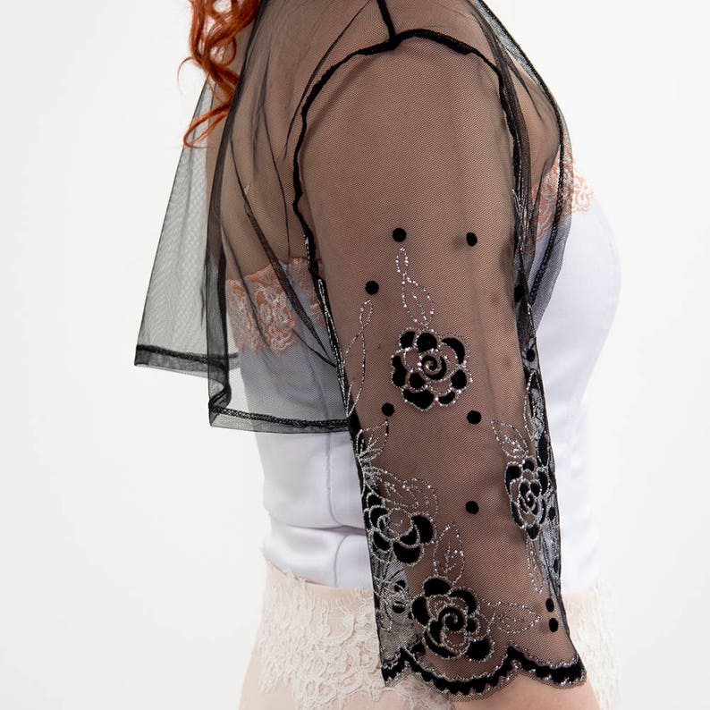 Black bridal bolero black shrug silver sparkle bolero Etsy