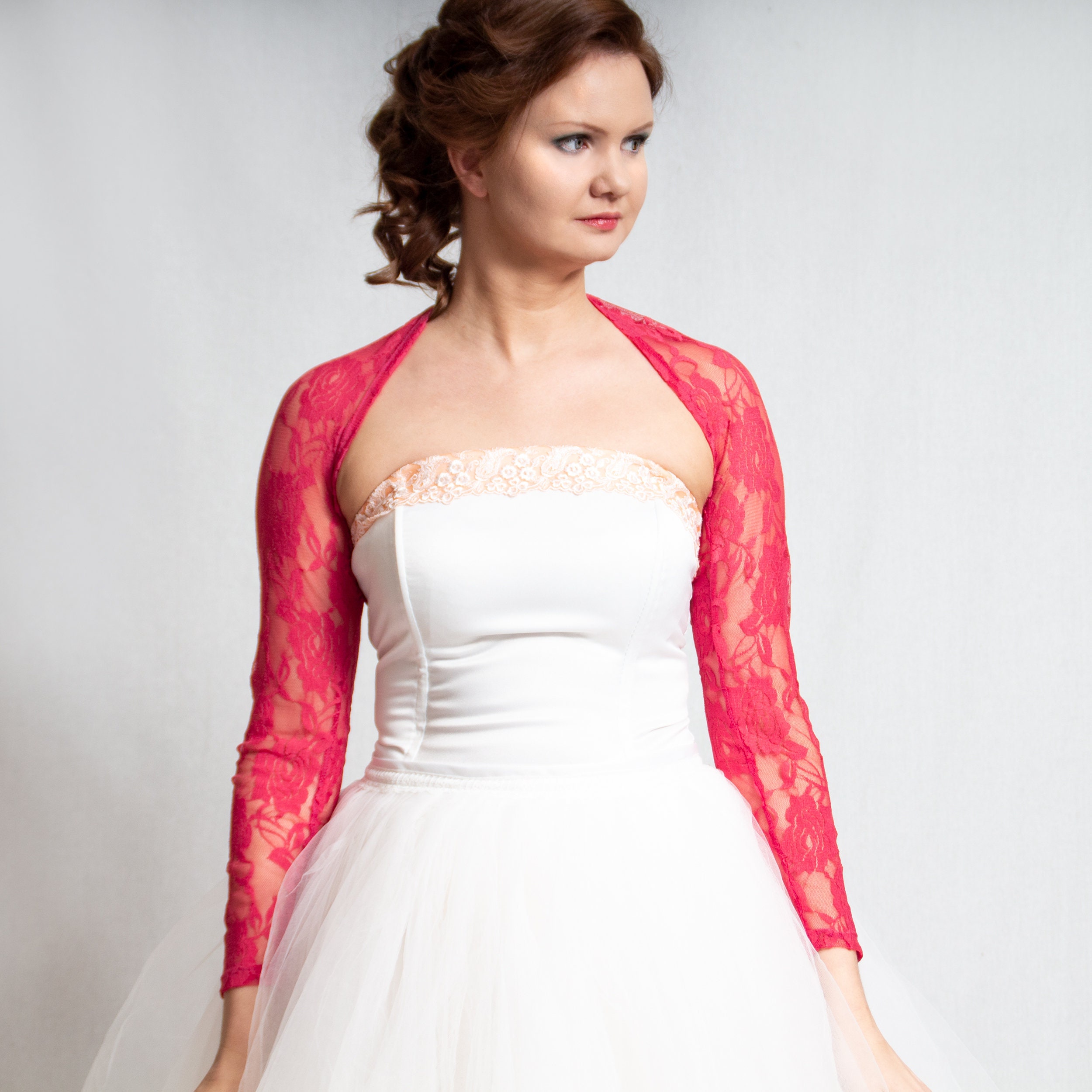 Pink lace shrugs and boleros discount