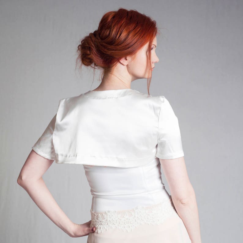 white bridal jacket bridesmaids bolero White wedding bolero silky Satin wedding shrug