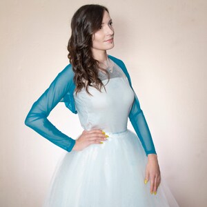 Emerald sea blue bolero, sea blue wedding bolero, blue Bridesmaids bolero, tulle bolero, sea bolero, blue mesh bridesmaids bolero