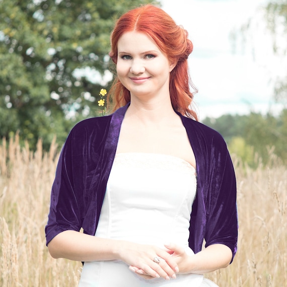 Bridal Shawl Velvet Deep Violet Shrug Purple Spring Wedding