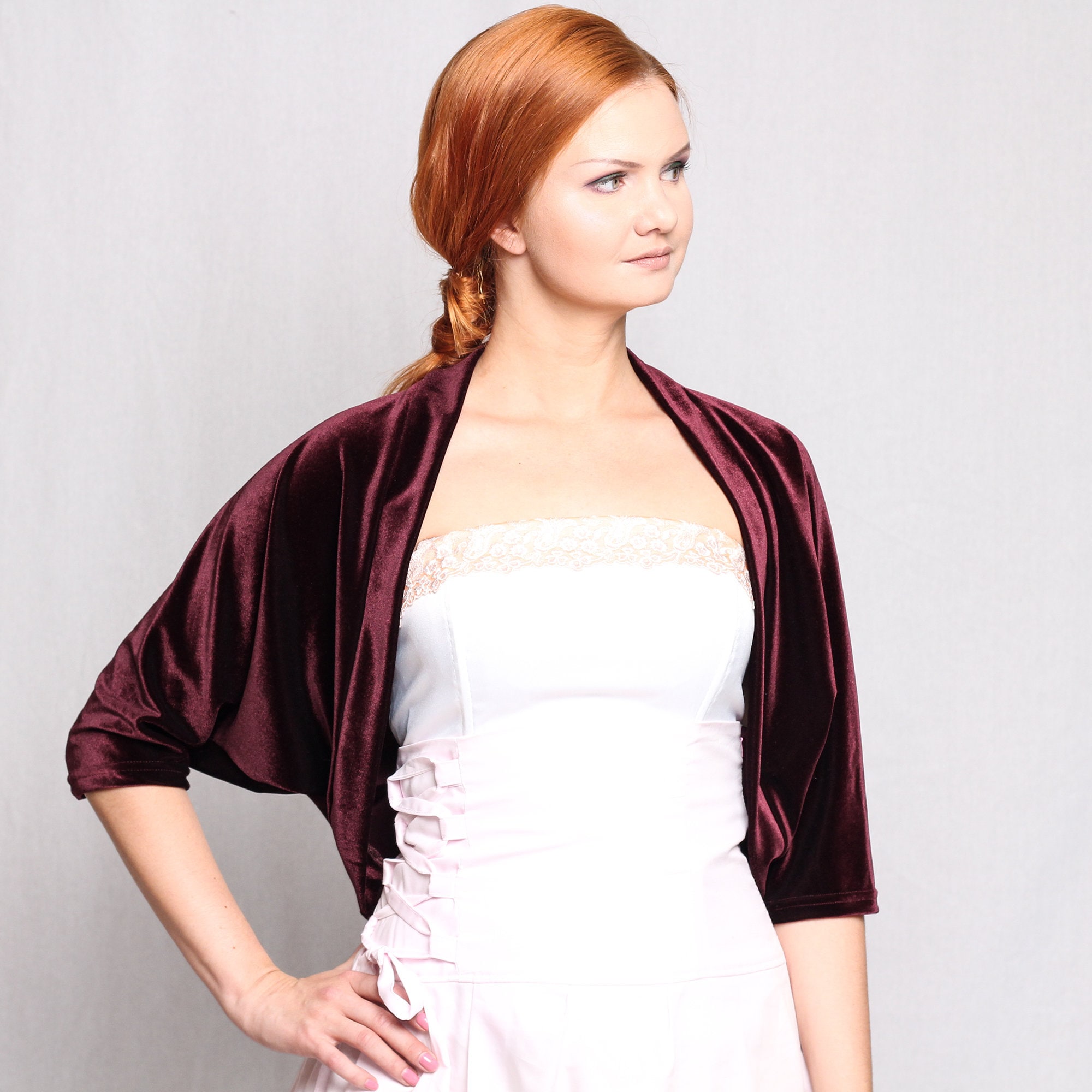 Burgundy Bolero Wedding Shrug Loose Fit Bridal Bridesmaids Eveningwear Shrug Oversized Half Sleeve Coverup Shawl Etsy