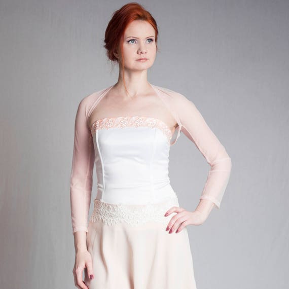 Bridal Bolero Salmon Pink Wedding Shrug Pink Bridal Coverup Etsy