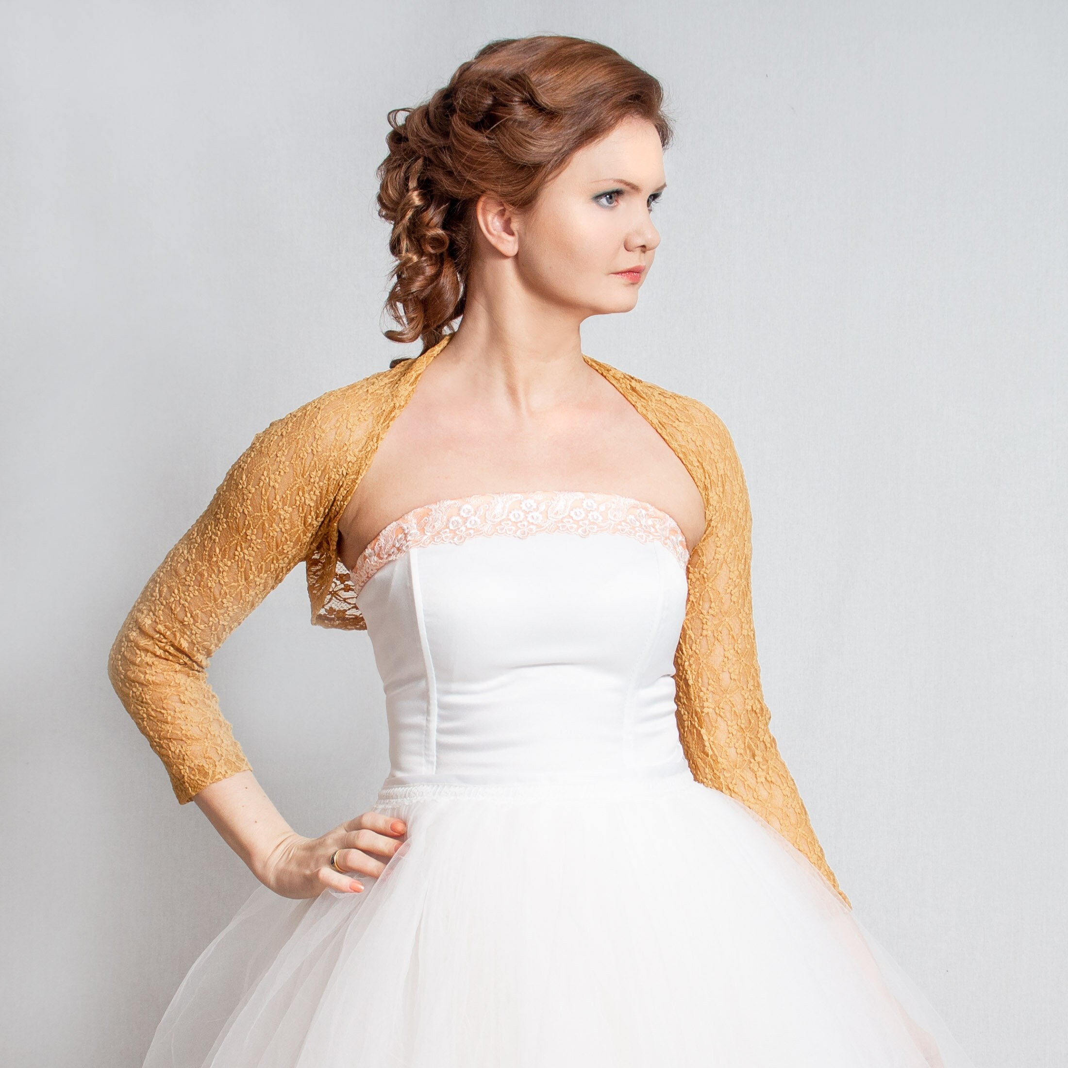 Mustard yellow bolero jacket best sale