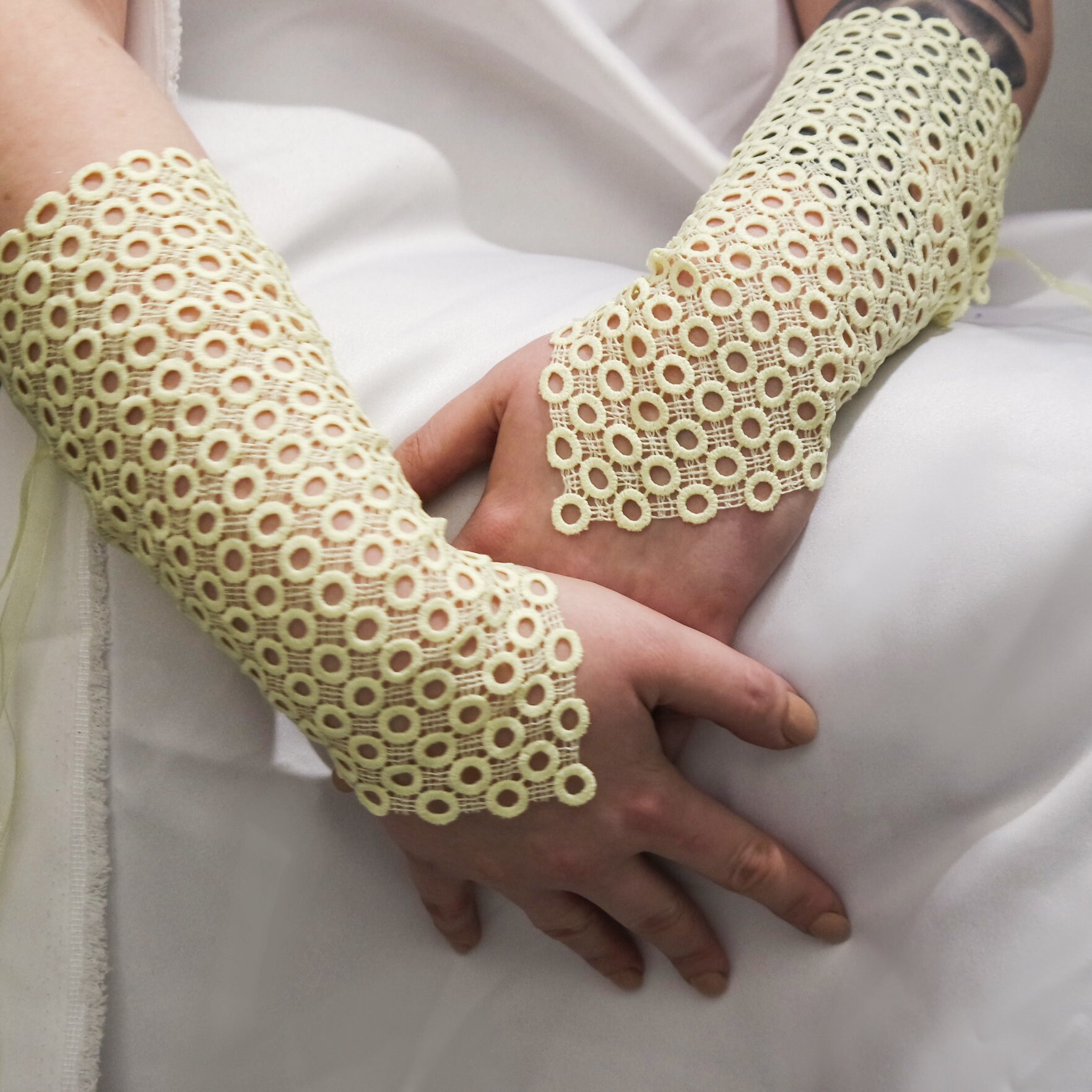 Yellow gloves Yellow lace gloves Yellow bridal arm warmers Etsy