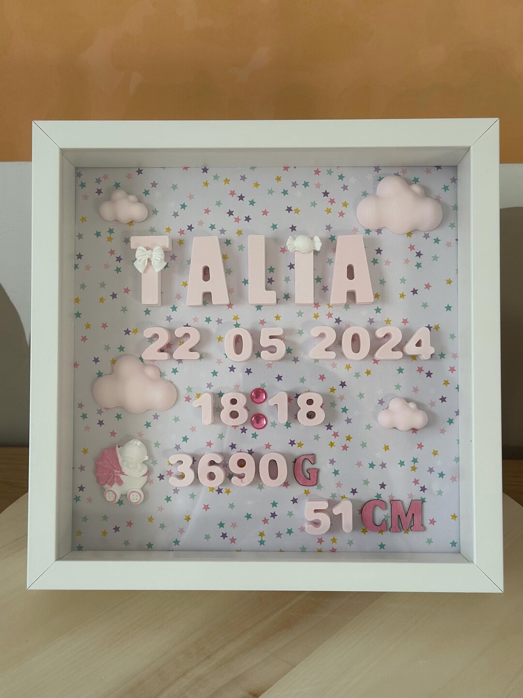 Personalized Baby Birth Stats Shadowbox | Personalized 3D Frame | Baby ...