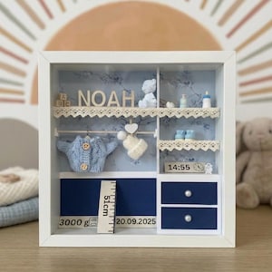 Premium personalized Newborn Gift - 3D Birth Shadow Box Frame with Name, Date & Weight | Unique Baby Shower Gift | Keepsake for New Parents
