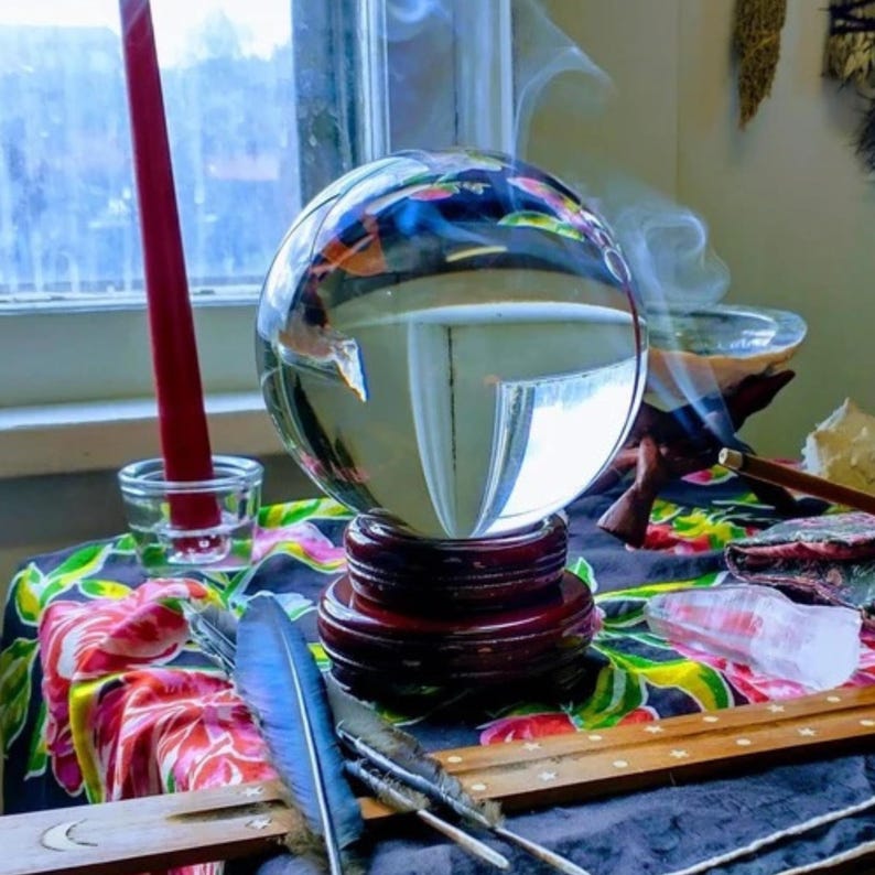 Crystal ball for witches psychics and divination altar setups