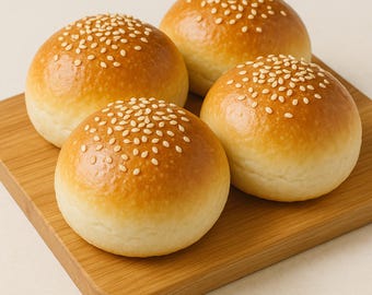 Bollos brioche suaves con cobertura de azúcar / Fotografía minimalista de alimentos de panadería / AI PNG para branding y redes sociales