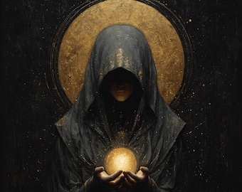 Retrato de Sacerdotisa Oscura / Arte Místico Fantástico con IA (Descarga Digital)