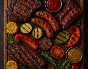 Fotografía de alimentos en formato PNG/AI para parrilla de barbacoa (descarga digital)