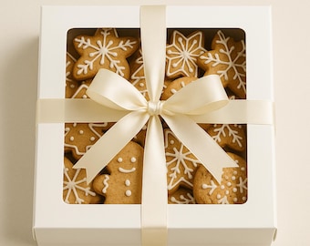 Caja de regalo de galletas de jengibre navideñas / Imagen festiva en formato AI (descarga digital PNG)
